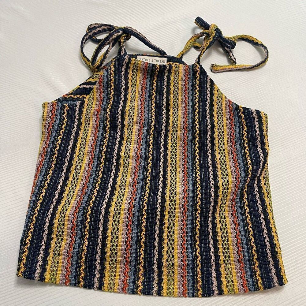 Madewell Textureā& Thread Crochet Stripe Tank Top SizeāXXS